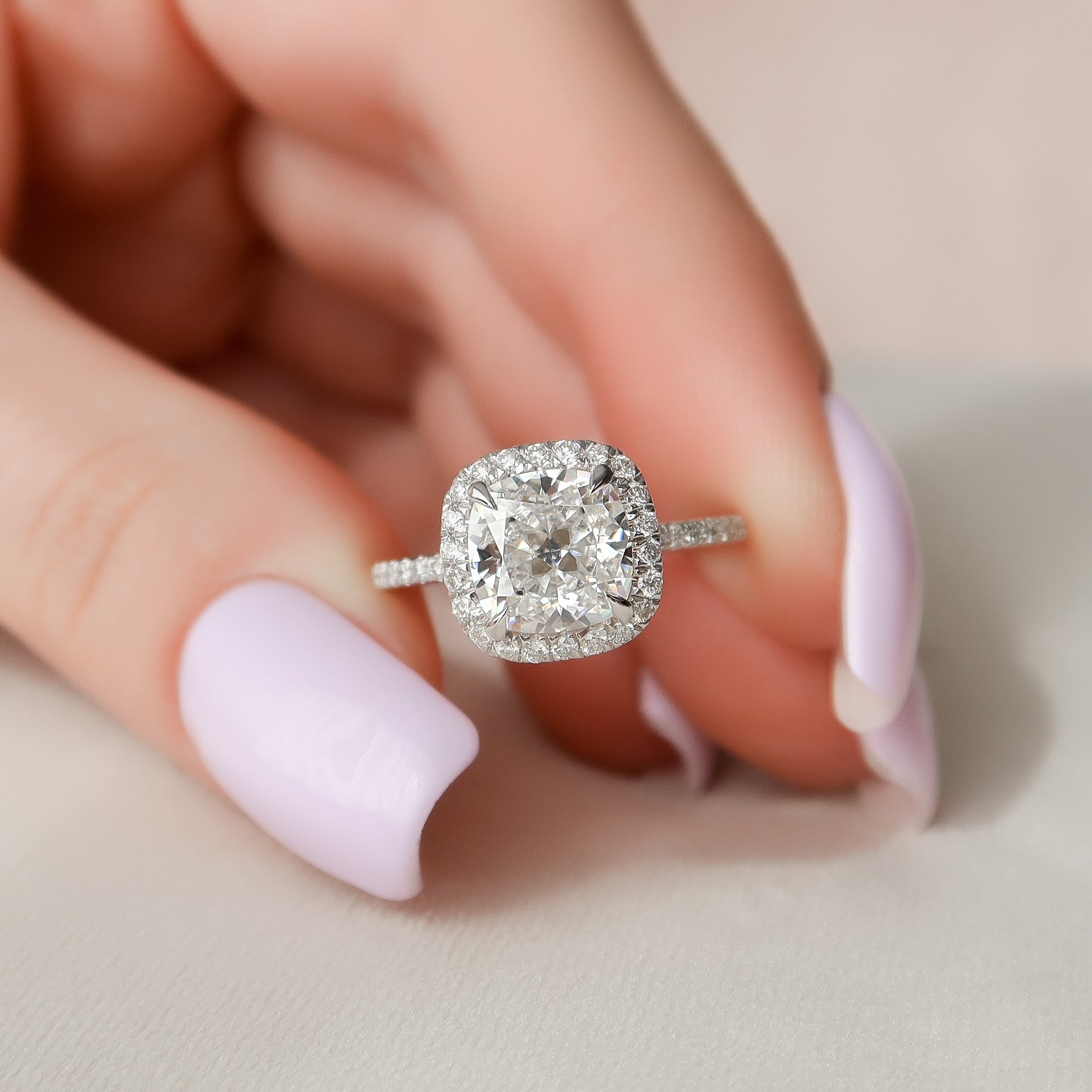 Diamond Ring Setting, Diamond Ring Semi Mount, 14K White Gold Diamond Ring  Mountings, Round 3D Diamond Band Under Halo Engagement Ring - Etsy